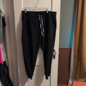 Figs Black Jogger Pants with White Drawstring